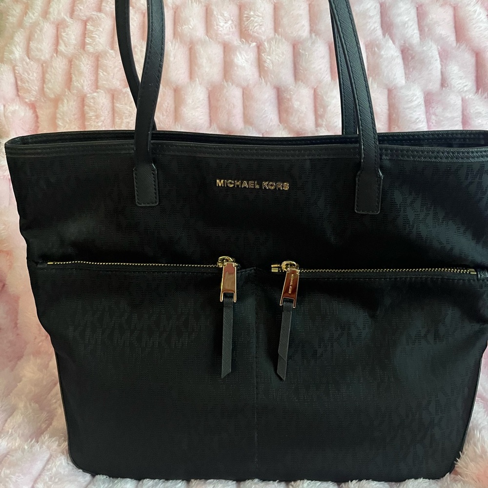 Michael Kors Black Tote with Gold Accents